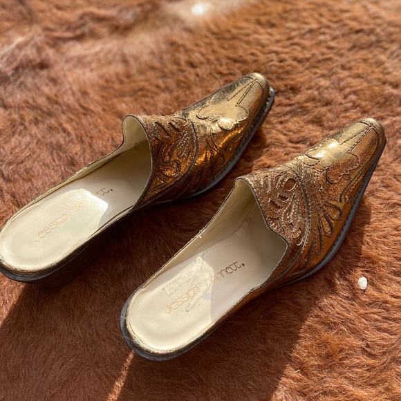 NWOT Gold mules - Picture 2 of 3